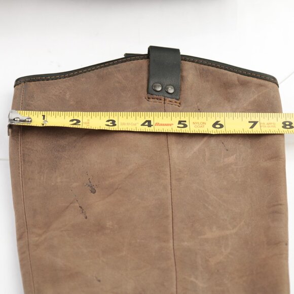 Born Womens Riding Boots Size 8.5 Tall Brown Leather Block Heel Harness Lug Sole - Picture 9 of 15